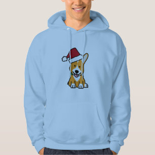 Corgi dog puppy Pembroke Welsh Christmas Santa hat Hoodie