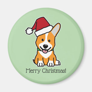 Corgi dog puppy Pembroke Welsh Christmas Santa hat Magnet
