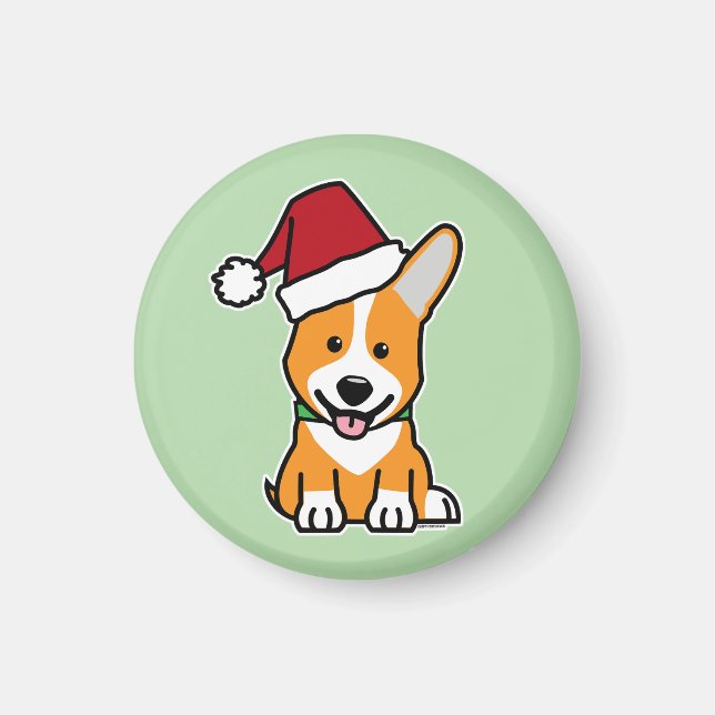 Corgi dog puppy Pembroke Welsh Christmas Santa hat Magnet (Front)