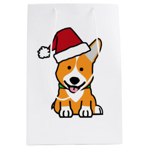 Corgi dog puppy Pembroke Welsh Christmas Santa hat Medium Gift Bag