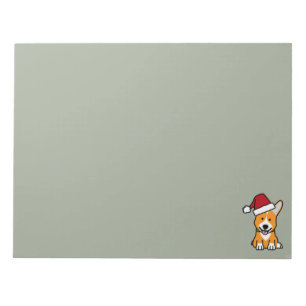 Corgi dog puppy Pembroke Welsh Christmas Santa hat Notepad