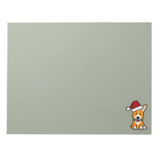 Corgi dog puppy Pembroke Welsh Christmas Santa hat Notepad