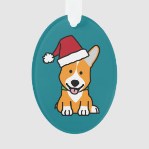 Corgi dog puppy Pembroke Welsh Christmas Santa hat Ornament