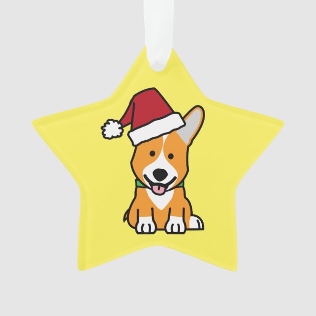 Corgi dog puppy Pembroke Welsh Christmas Santa hat Ornament (Front)