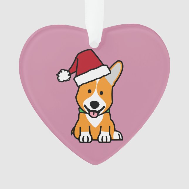 Corgi dog puppy Pembroke Welsh Christmas Santa hat Ornament (Front)