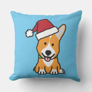 Corgi dog puppy Pembroke Welsh Christmas Santa hat Outdoor Cushion