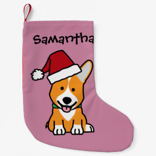 Corgi dog puppy Pembroke Welsh Christmas Santa hat Small Christmas Stocking