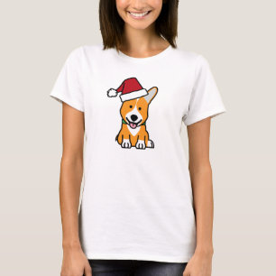 Corgi dog puppy Pembroke Welsh Christmas Santa hat T-Shirt