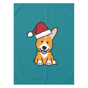 Corgi dog puppy Pembroke Welsh Christmas Santa hat Tablecloth