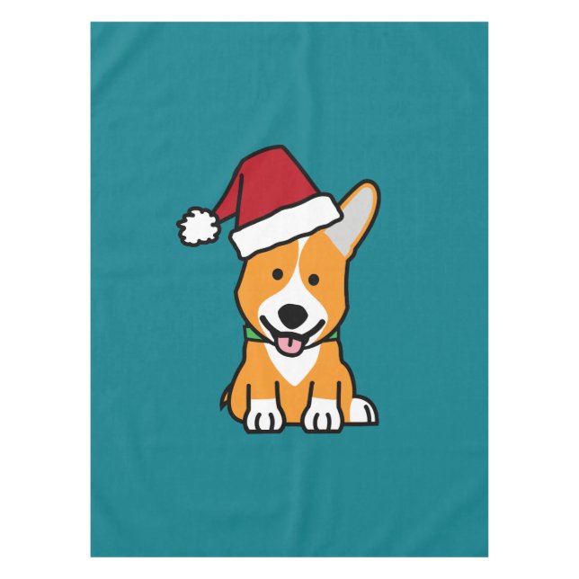 Corgi dog puppy Pembroke Welsh Christmas Santa hat Tablecloth (Front)