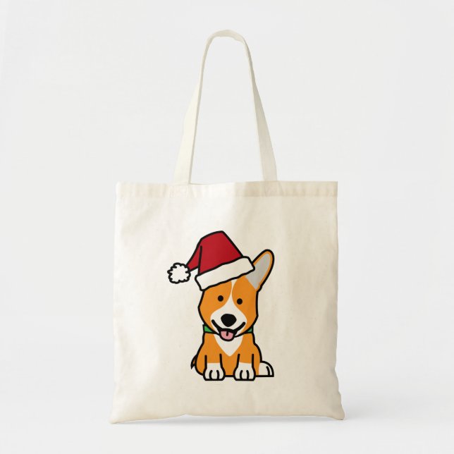 Corgi dog puppy Pembroke Welsh Christmas Santa hat Tote Bag (Front)
