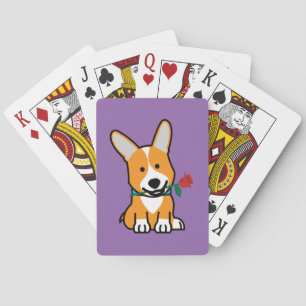 Corgi dog puppy Pembroke Welsh Valentine Rose Playing Cards