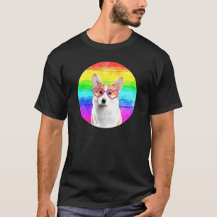 Corgi Dog Rainbow Pink Heart Glasses Cute Animal T-Shirt