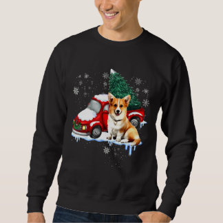 Corgi Dog Red Truck Christmas Pajama Long Sweatshirt