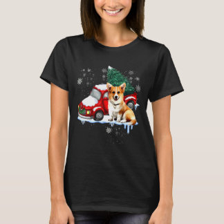Corgi Dog Red Truck Christmas Pajama Long T-Shirt