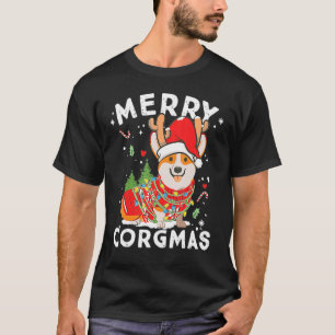 Corgi Dog Reindeer Merry Corgmas Santa Corgi Chris T-Shirt