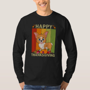 Corgi Dog  Retro Graphic Family Matching Thanksgiv T-Shirt