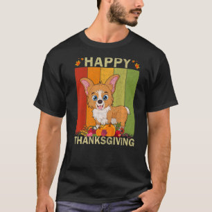 Corgi Dog Retro Graphic Family Matching Thanksgiv T-Shirt