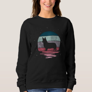 Corgi Dog Retro Vintage 70s Silhouette Moon Sweatshirt