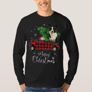 Corgi Dog Ride Red Truck Christmas Pajama Dog T-Shirt