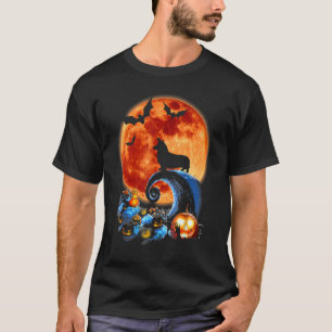 Corgi Dog Scary And Moon Halloween Costume T-Shirt