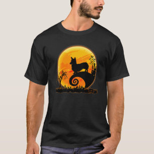 Corgi Dog Scary And Moon Halloween Costume T-Shirt