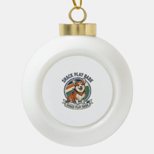 Corgi Dog Shirt Funny Vintage Engraving Pet Lover Ceramic Ball Christmas Ornament