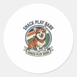 Corgi Dog Shirt Funny Vintage Engraving Pet Lover Classic Round Sticker