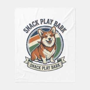 Corgi Dog Shirt Funny Vintage Engraving Pet Lover Fleece Blanket