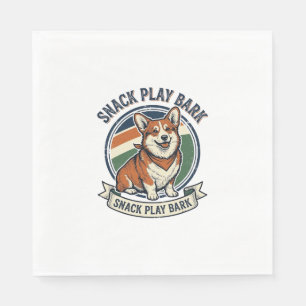 Corgi Dog Shirt Funny Vintage Engraving Pet Lover Napkin