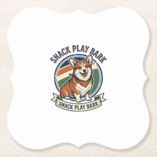 Corgi Dog Shirt Funny Vintage Engraving Pet Lover Paper Coaster
