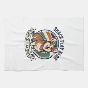 Corgi Dog Shirt Funny Vintage Engraving Pet Lover Tea Towel