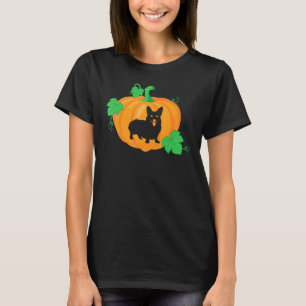 Corgi Dog Silhouette Pumpkin Halloween T-Shirt