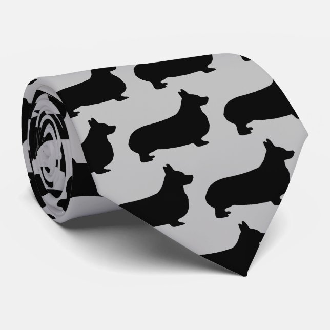 Corgi Dog Silhouette Tie (Rolled)