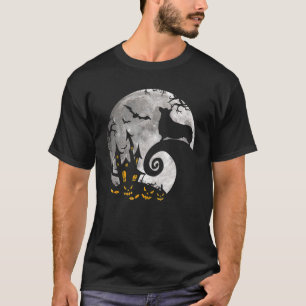 Corgi Dog Silhouette With Moon Pumpkin Halloween T-Shirt