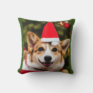 Corgi dog smiling christmas fun cushion