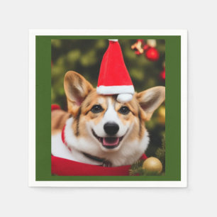 Corgi dog smiling christmas fun  napkin