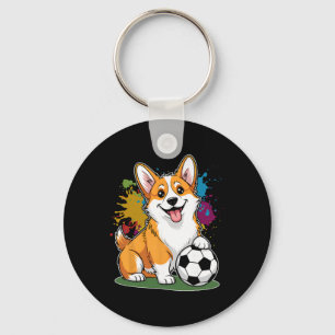 Corgi Dog Soccer Byll Sports Team Animal Key Ring