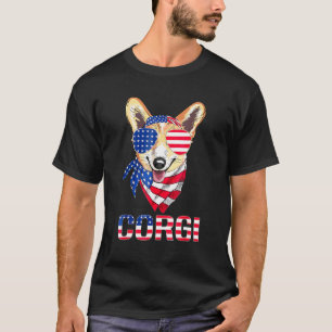 Corgi Dog Sunglasses American Flag 4th Of July Men T-Shirt