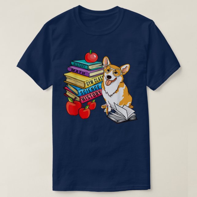 Corgi Dog Sunglasses School Books First Day Of Sch T-Shirt (Design Front)