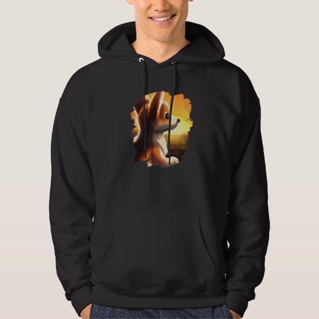 Corgi Dog Sunset Vintage Retro Corgis Dogs  1 Hoodie (Front)