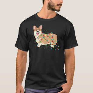 Corgi Dog Tangled Up In Christmas Tree Lights Pupp T-Shirt