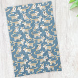 Corgi Dog Tea Towel<br><div class="desc">Fun Pembroke Welsh Corgi dog pattern on a teal green background.  Original art by Nic Squirrell.</div>