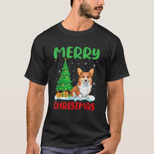 Corgi Dog Tree Xmas Sweater Men Women Ugly Christm (Front)