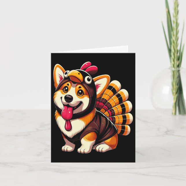 Corgi Dog Turkey Thanksgiving Costume Women Men Ki Card (Front)