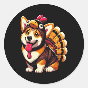 Corgi Dog Turkey Thanksgiving Costume Women Men Ki Classic Round Sticker