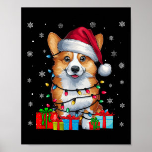 Corgi Dog Ugly Xmas Lights Santa Hat Corgi Dog Chr Poster