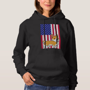 Corgi Dog Usa Flag Hoodie