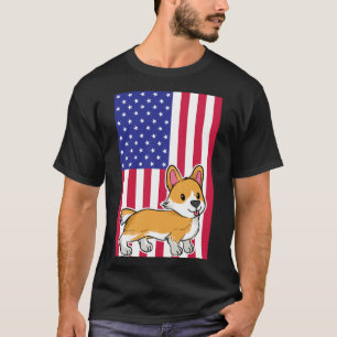 Corgi Dog Usa Flag T-Shirt