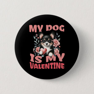 Corgi Dog Valentine Puppy Lover Valentines Day Cut 6 Cm Round Badge